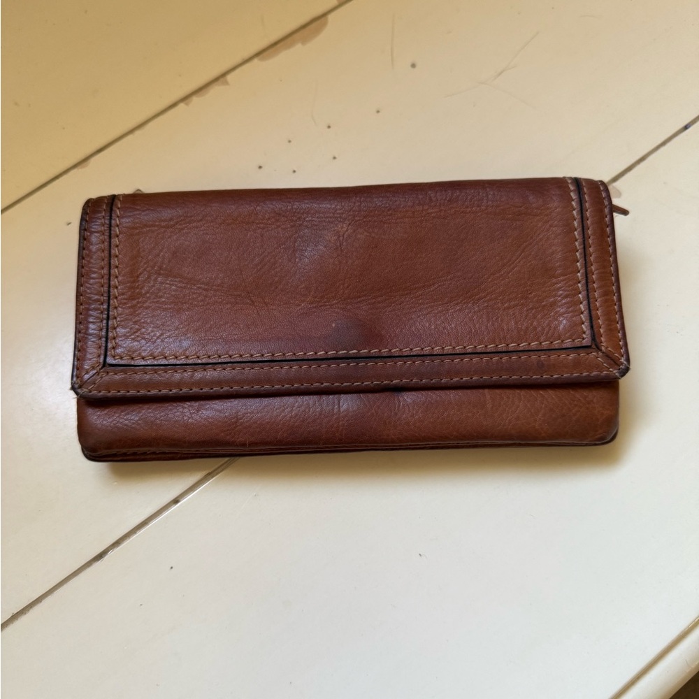 Fossil whiskey brown leather wallet-vintage